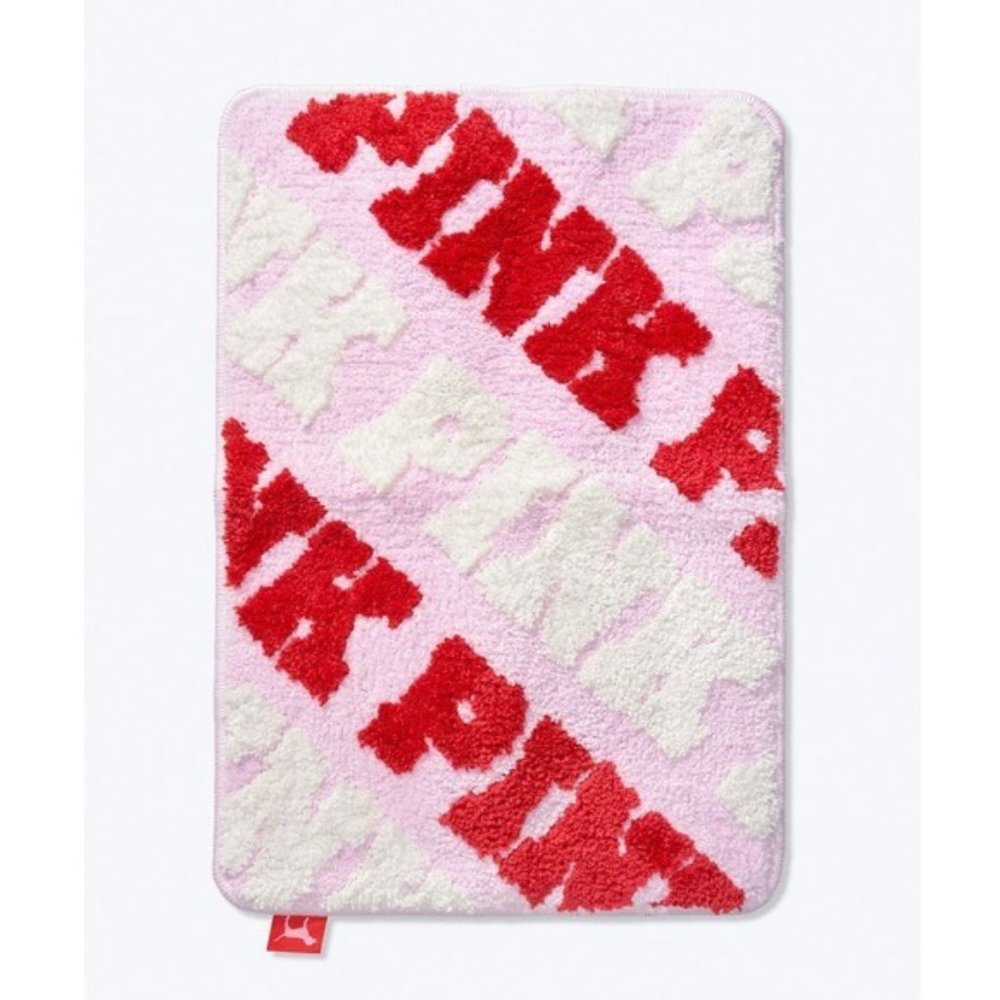 VS PINK 17” x 25” Pink/Red/White Logo Print Bath Mat